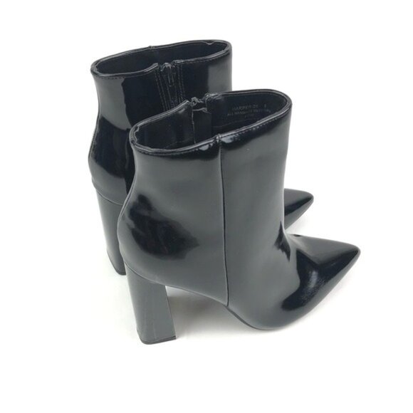 Women's Bamboo Harper Pointed Toe Faux Patent Leather Ankle Bootie Black - Picture 5 of 10
